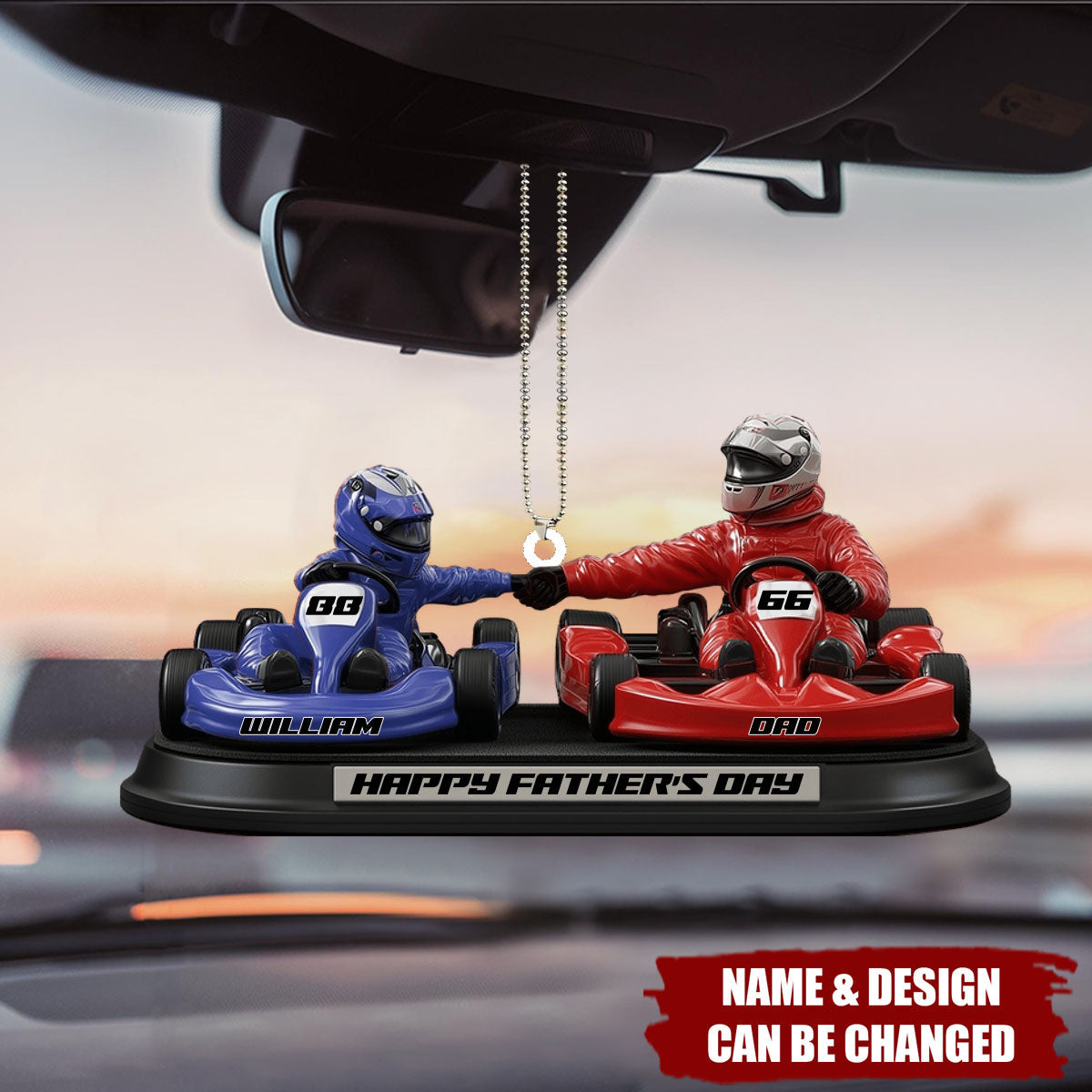 Kart Racing Loving Dad & Kid - Personalized Custom Shaped Ornament