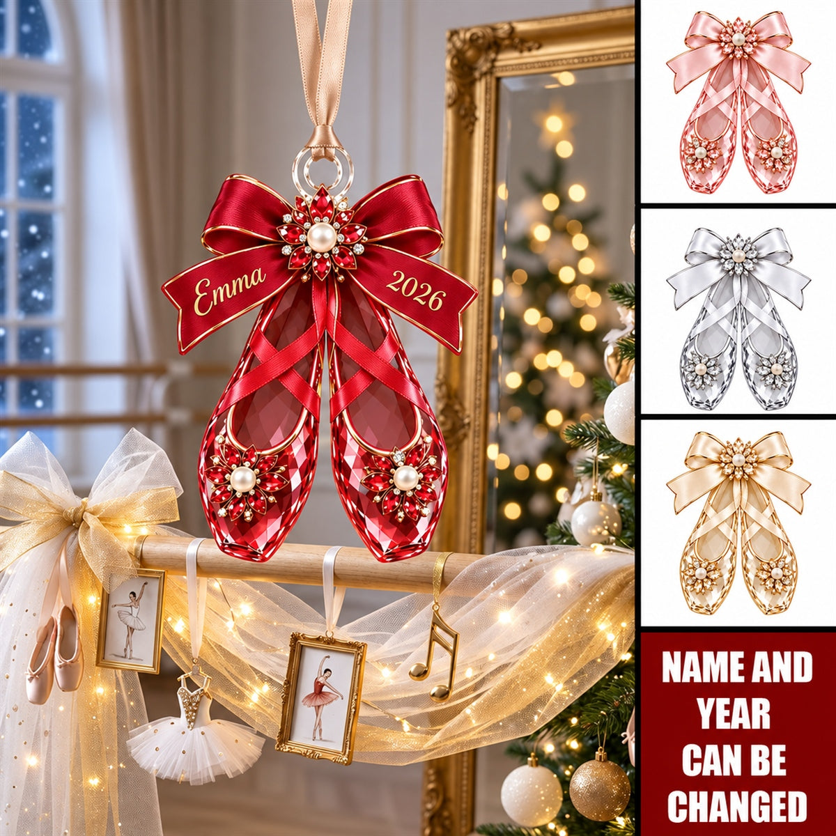 Personalized Ballet Shoes Acrylic Ornament — Gift For Ballerinas & Dance Lovers