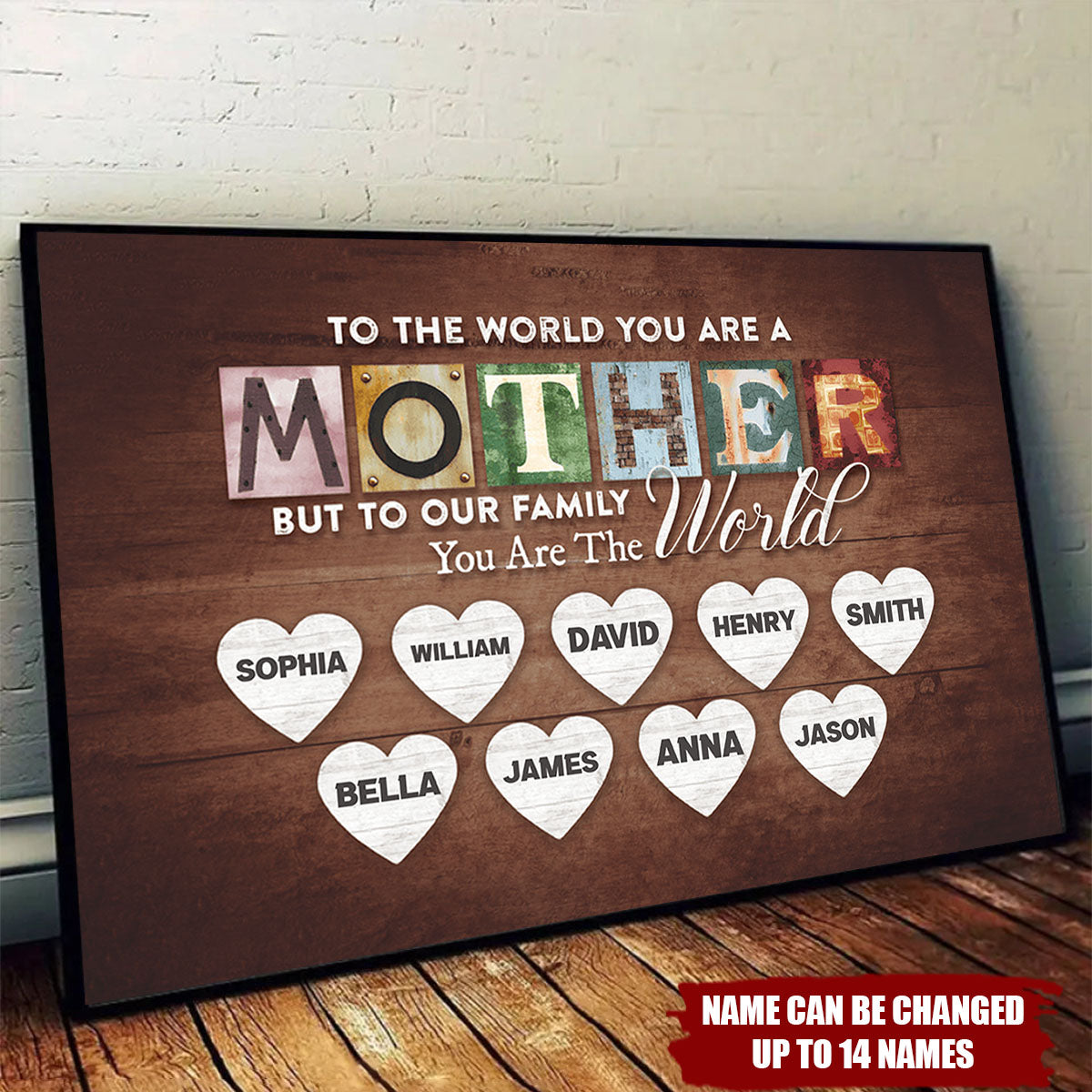 You Are The World Custom Names Poster For Grandma Mom