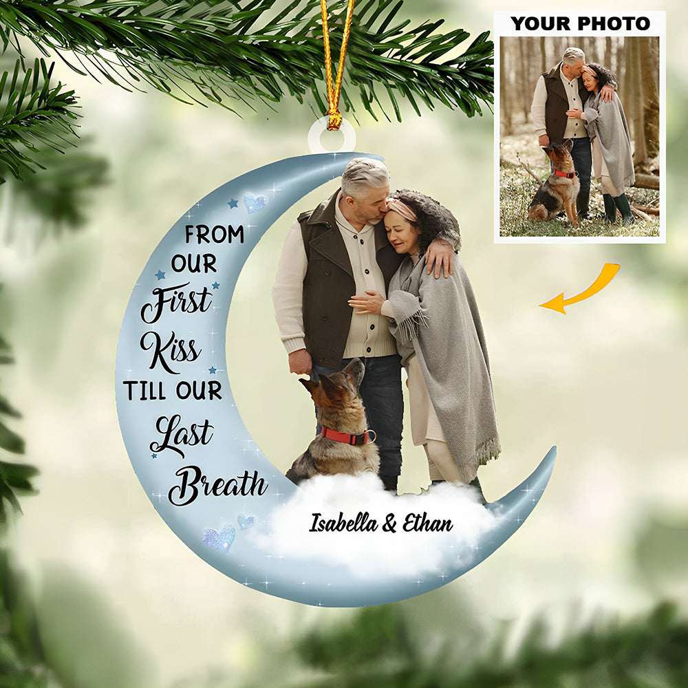 From Our First Kiss Till Our Last Breath - Personalized Custom Mica Ornament - Christmas Gift For Couple, Husband, Wife, Family Members