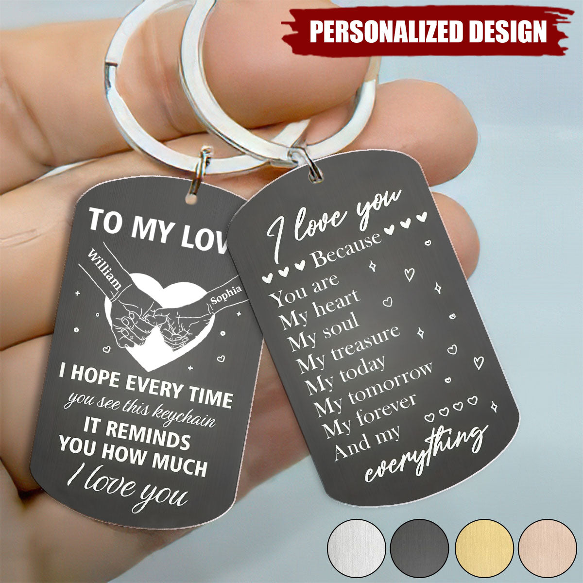 Couple Holding Hands You Are My Heart My Soul My Treasure - Personalized Stainless Steel  Keychain
