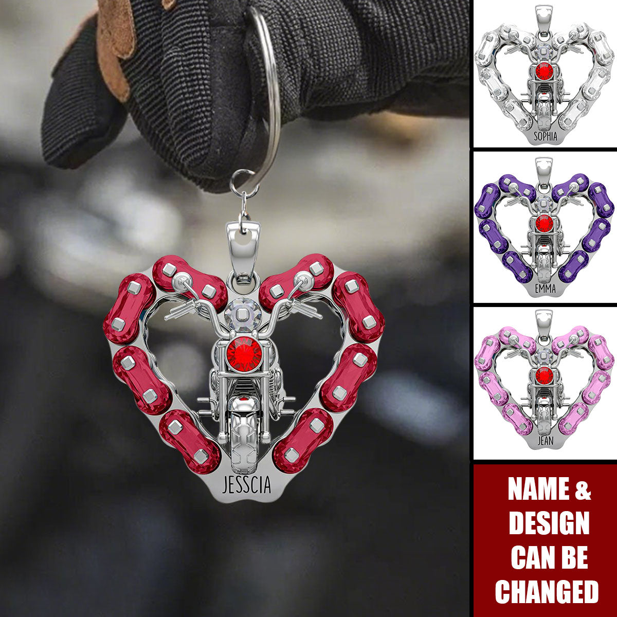 Biker Girl Keychain Personalized Gifts for Bikers