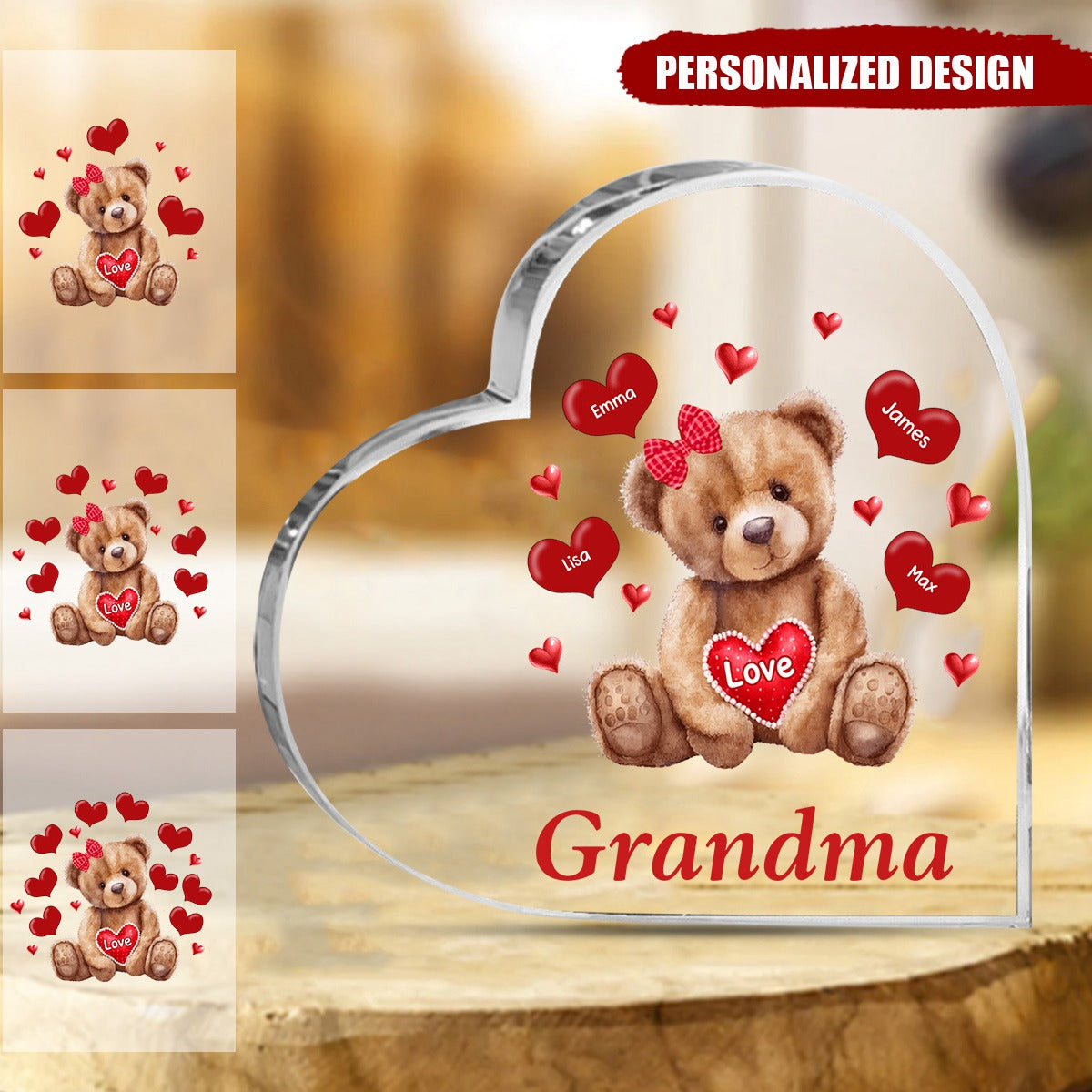 Mama Bear With Heart Kids Personalized Acrylic Plaque Mother's Day Gift