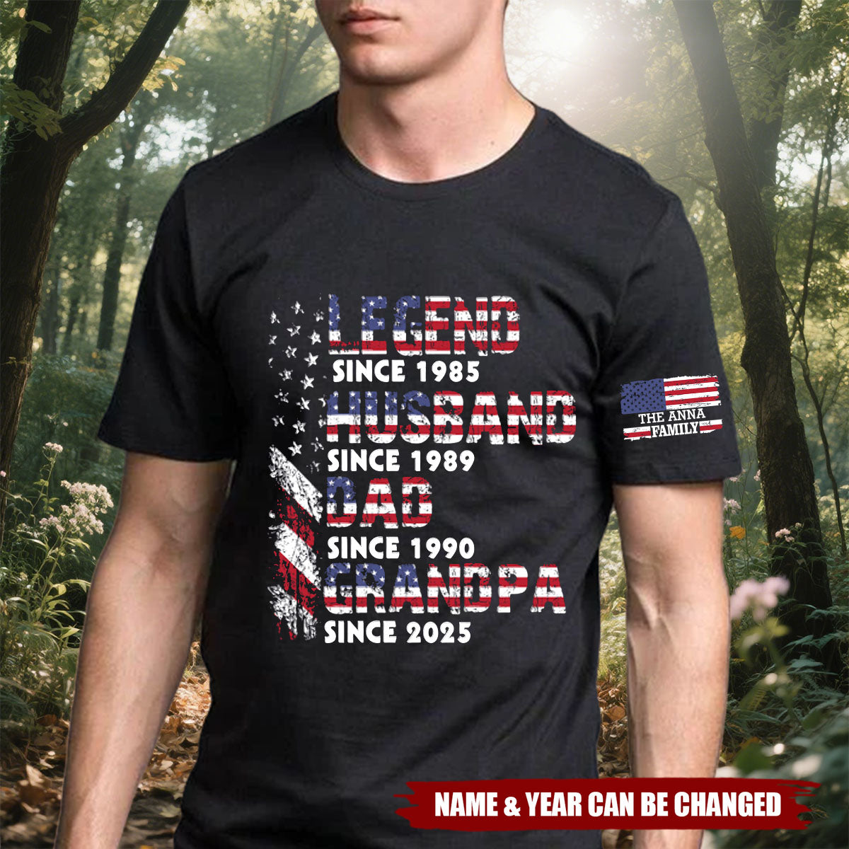 Personalized Legend Husband Dad Papa Since Flag Shirt