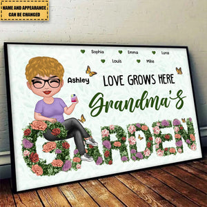 Grandma Sitting On Birth Month Flower Text Personalized Poster
