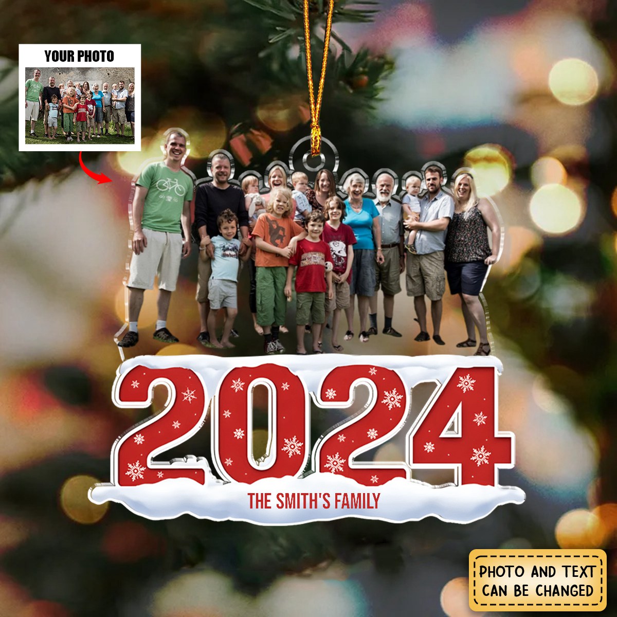Custom Photo Family 2024 - Personalized Custom Acrylic Ornament