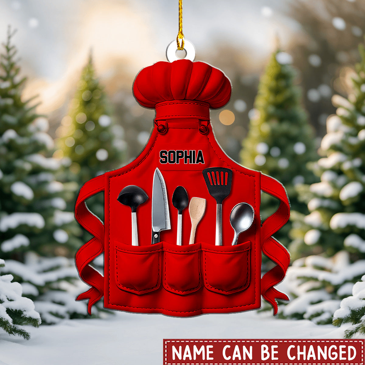 Personalized Chef Apron Shaped Ornament – Cute Gift For Chef