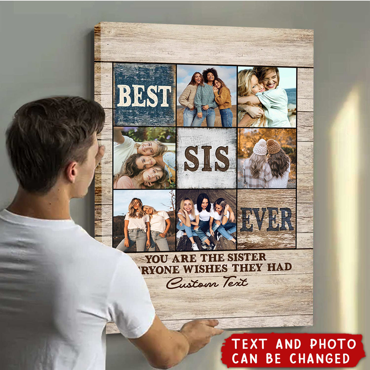 Best Sister Ever Photo Collage Gift, Personalized Sister Photo Collage Canvas