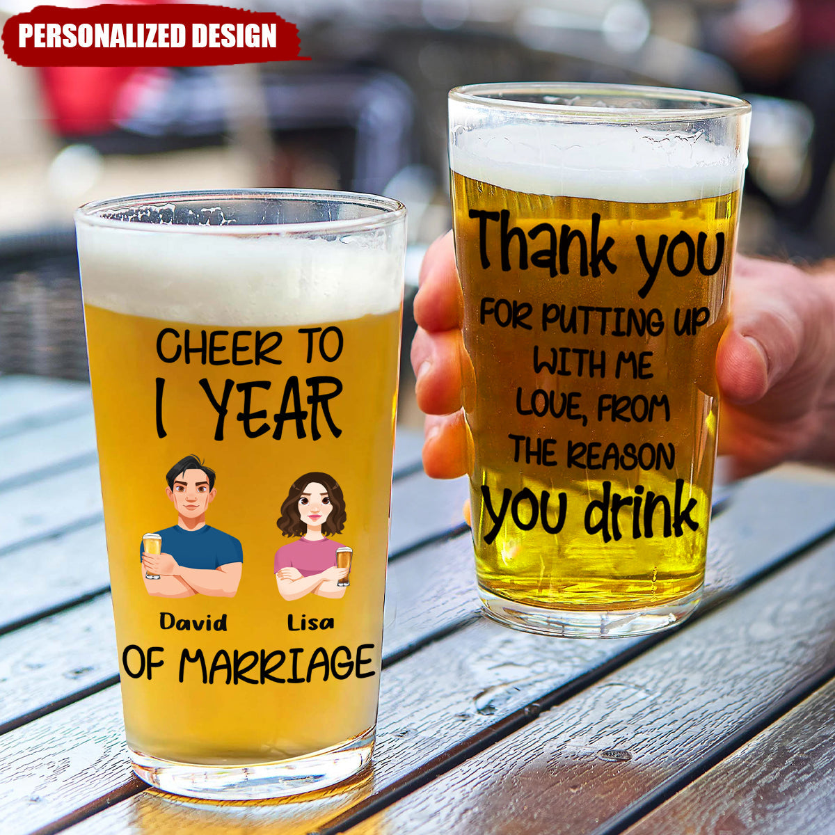 Cheer To 10 Years Of Marriage - Personalized Beer Glass