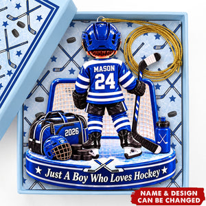 Personalized Hockey Player Acrylic Ornament - Gift For Hockey Dad & Hockey Boy