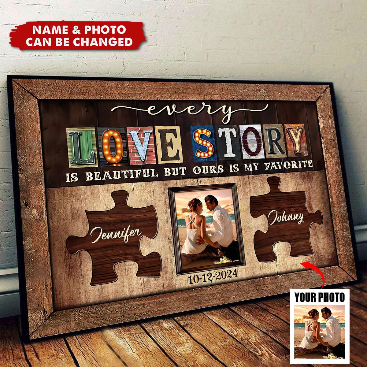 Personalized Couple Photo Anniversary Gift Love Story Poster