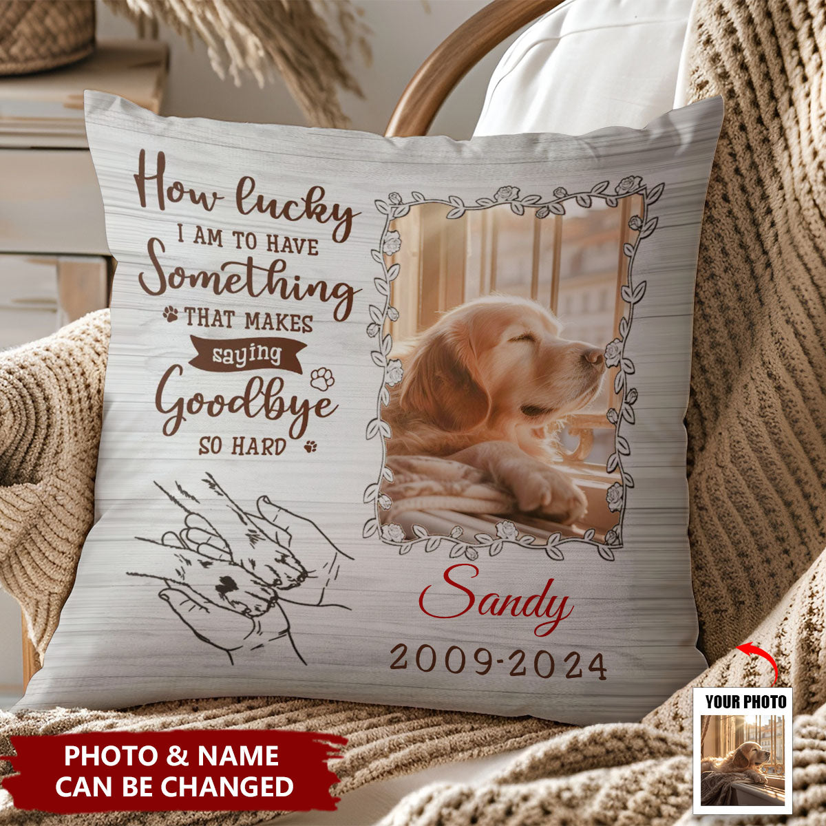Dog Memorial No Longer By My Side But Forever In My Heart - Personalized Pillow