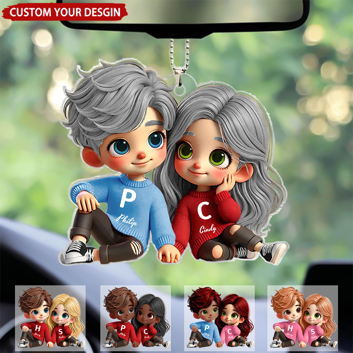 Cute Couple Sitting Together Personalized Acrylic Ornament