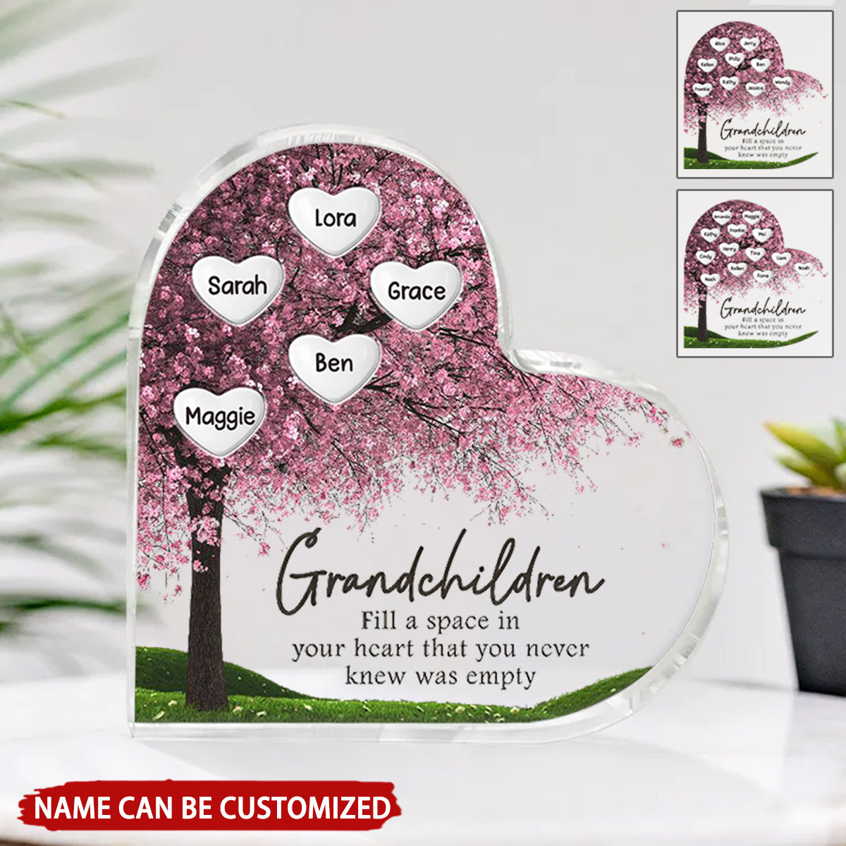 Grandchildren Fill A Space In My Heart - Personalized Acrylic Plaque, Spring Decor Mothers Day Gifts for Grandma
