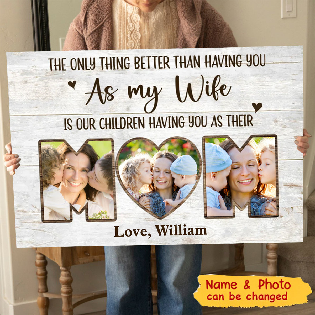 Custom Mom Photo Canvas Print Mother’s Day Gift From Husband