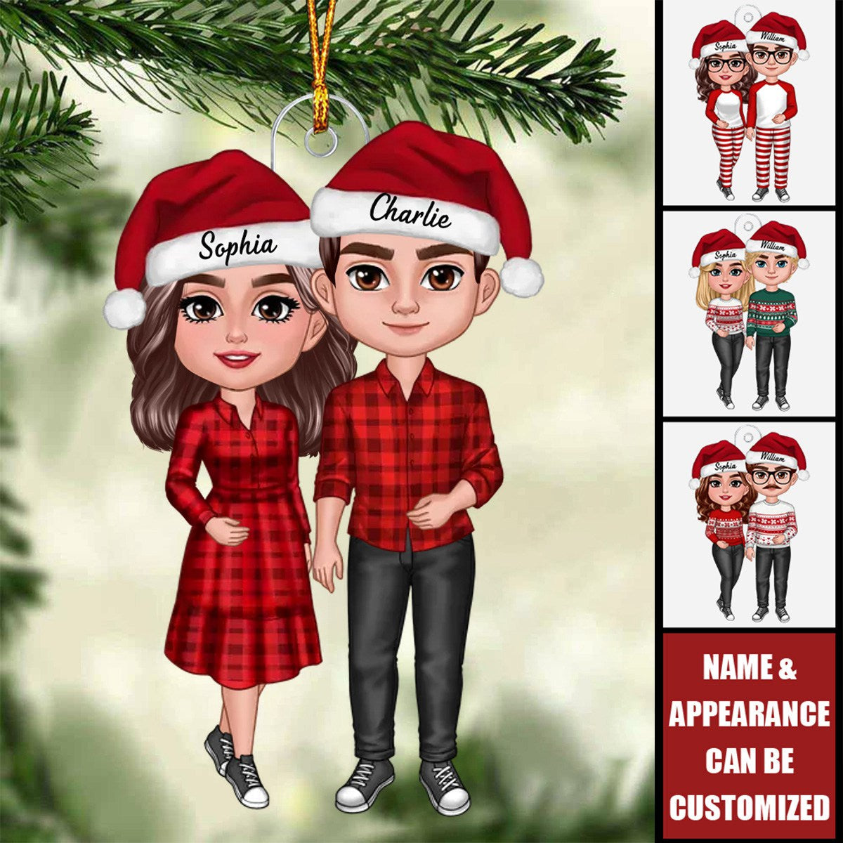 Standing Coouple -  Personalized Acrylic Ornament, Christmas Gift for Couple