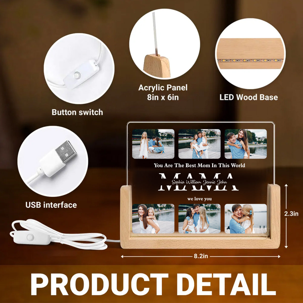 Personalized Photo Night Light - Mother Gifts - Gift for Mom