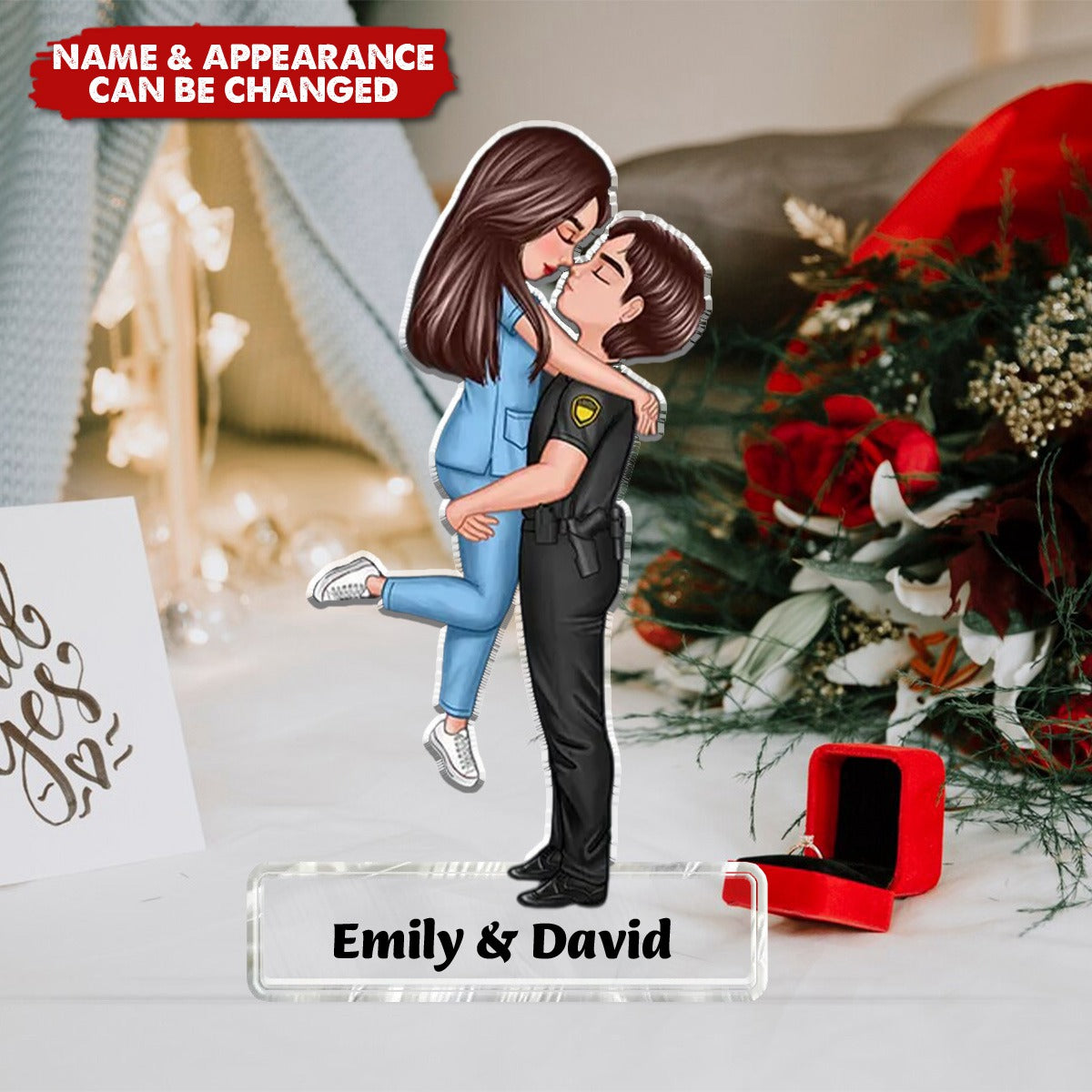 Couple Hugging Kissing Gift For Him Gift For Her Gifts by Occupation Home Decor Personalized Acrylic Block Plaque