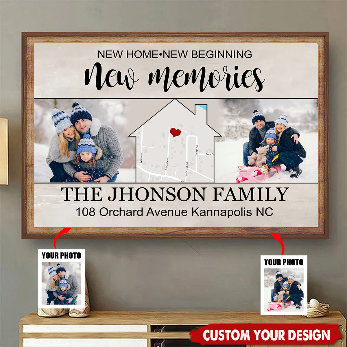 New Home New Beginning New Memories Personalized Photo Canvas