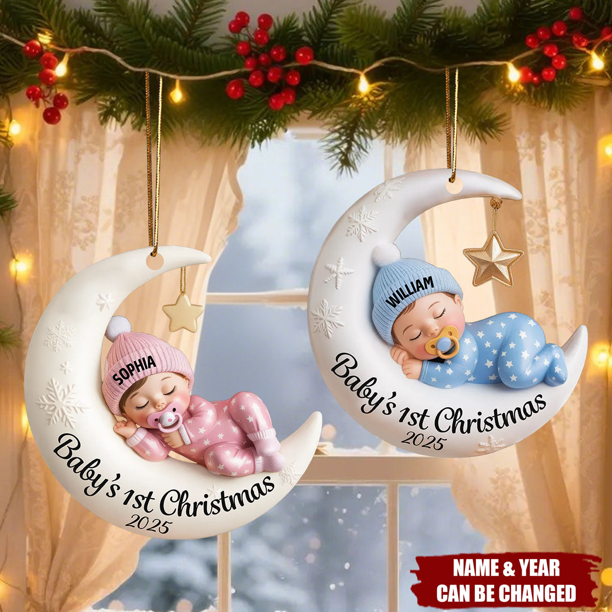 Newborn Baby 1st Christmas - Personalized Acrylic Ornament, Baby Shower Gift