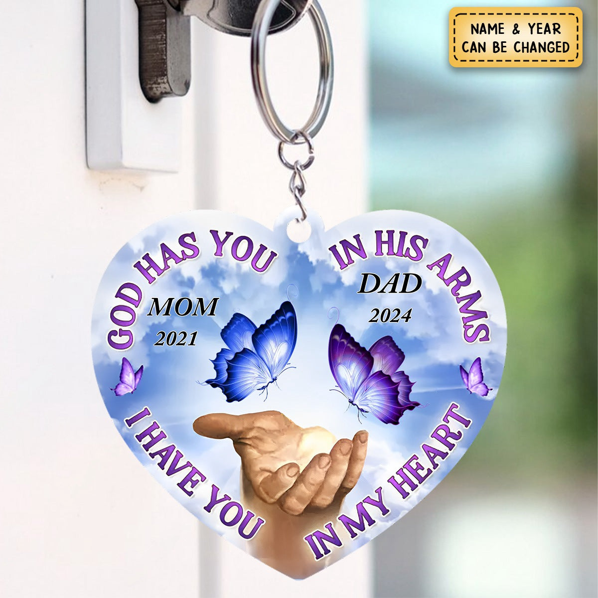 We Only Part To Meet Again - Memorial Personalized Custom Shaped Acrylic Keychain - Sympathy Gift For Family Members
