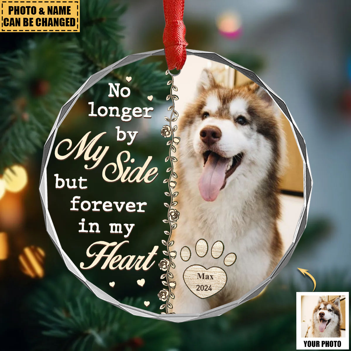 No Longer By Our Side - Personalized Glass Ornament