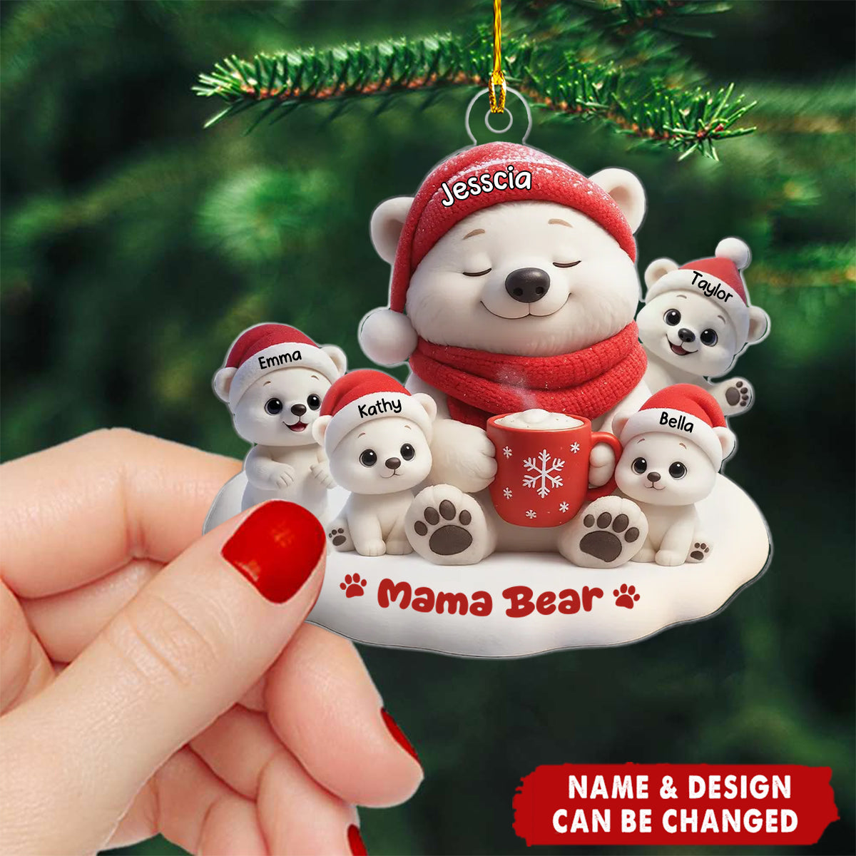 Mama Bear Grandma Bear Personalized Acrylic Ornament