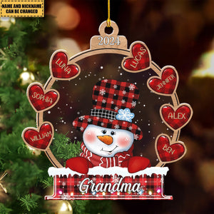 Snowman Grandma Mom Mimi Sweet Heart Kids, Christmas Gift Personalized Ornament
