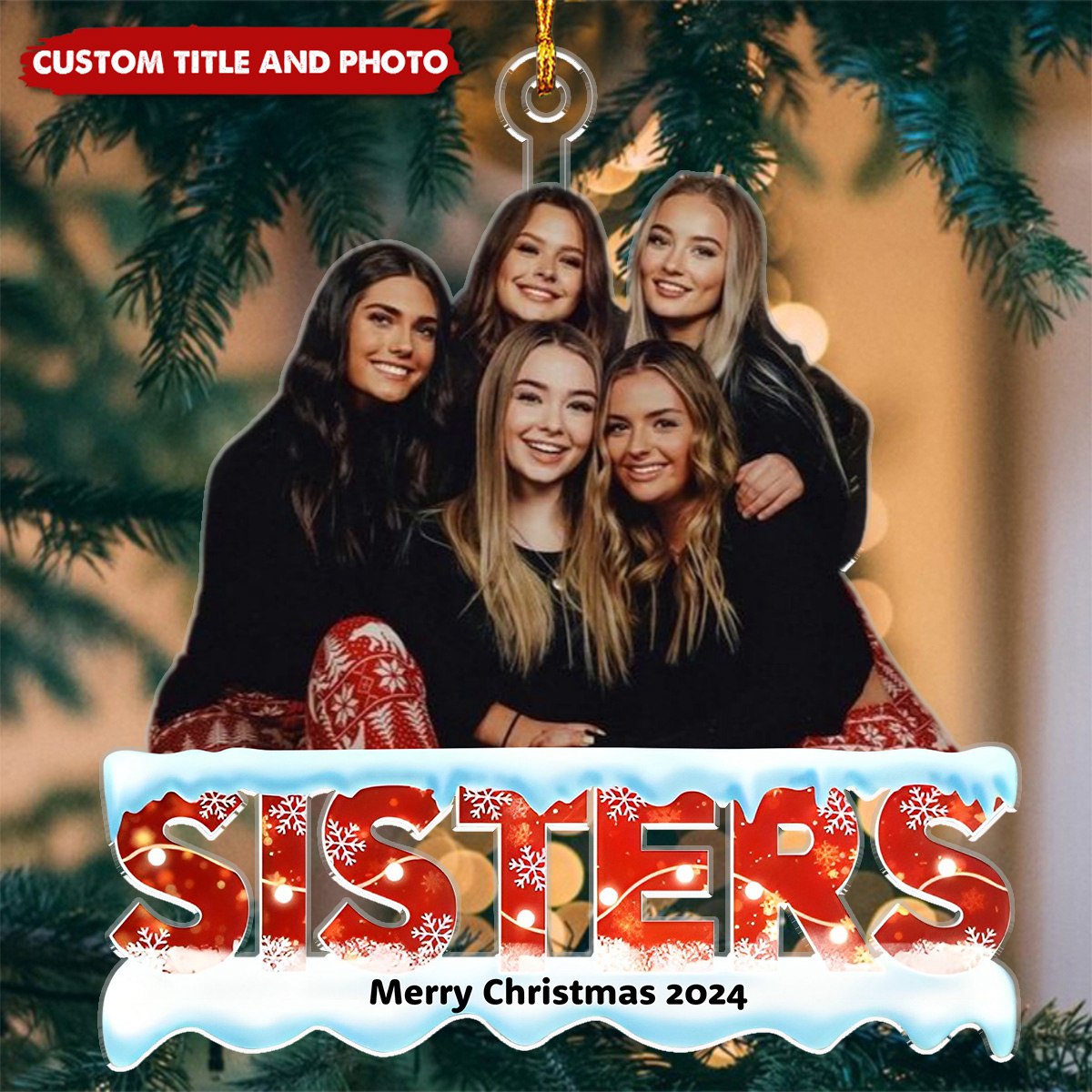 Custom Photo Family Besties Siblings Coworkers - Personalized Cutout Acrylic Ornament