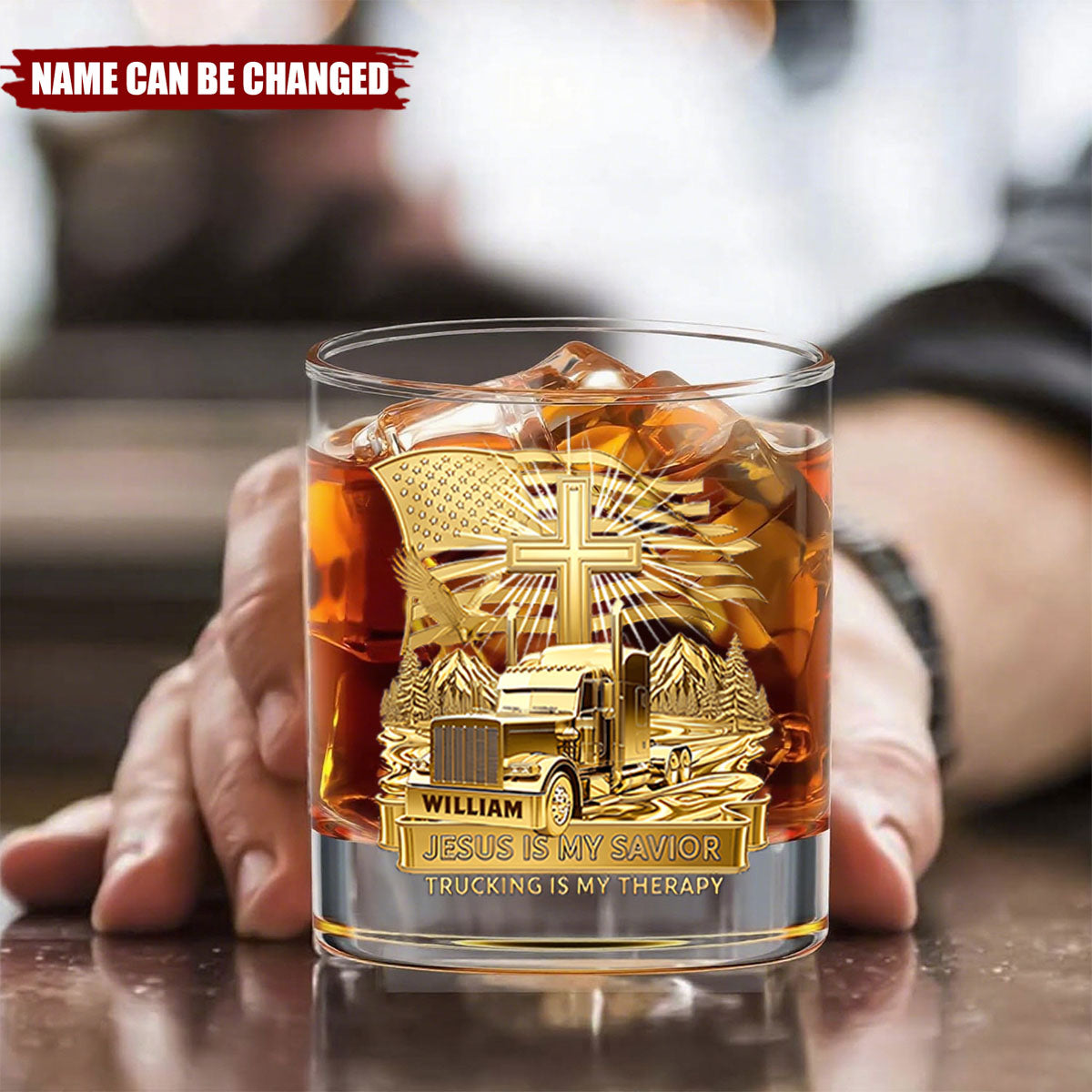 Trucker's Faith Glass - Personalized Whiskey Glass