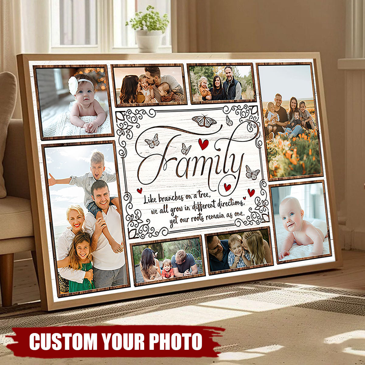 Tree Photo Collage, Family Like Branches On A Tree - Custom Photo Canvas Prints Gifts For Family