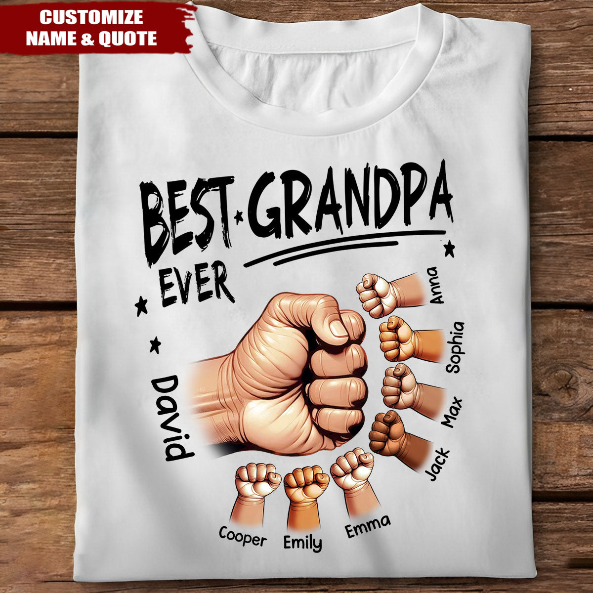 Personalized Best Dad Ever Fist Bump T-shirt Gift for Dad Grandpa