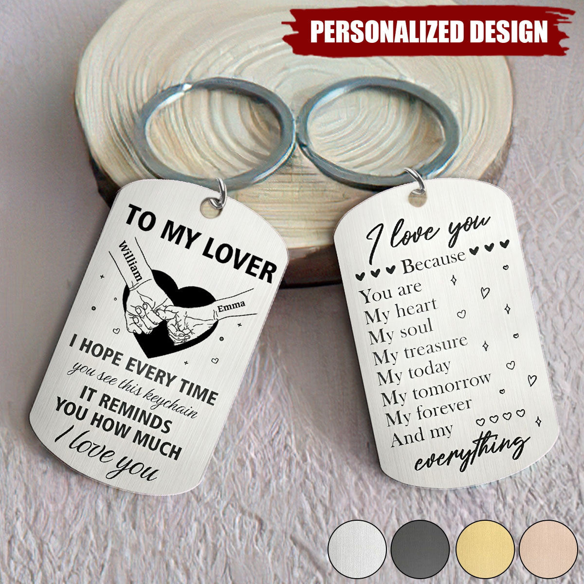 Couple Holding Hands You Are My Heart My Soul My Treasure - Personalized Stainless Steel  Keychain