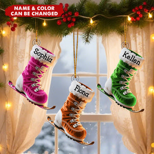 Perfect Gift for Skiing Lovers - Personalized Skiing Shaped Christmas Stocking Ornament