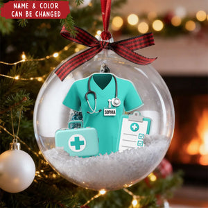 Nurse Uniform - Personalized Snow Globe Ornament - Christmas Gift for Nurse