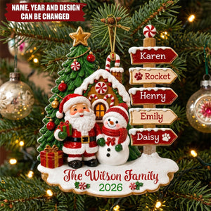 Family Signpost Christmas Custom Name - Personalized 1-Layer Acrylic Ornament