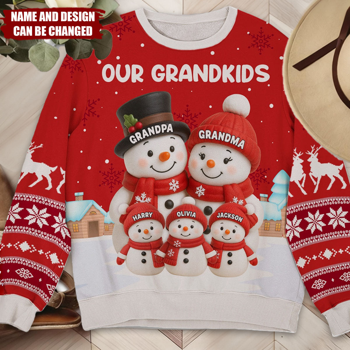 Our Grandkids Snowman - Personalized Sweatshirt, Gift for Grandma & Grandpa