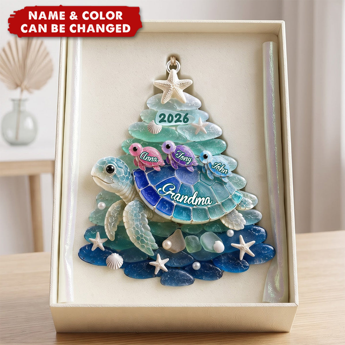 Turtle Grandma Acrylic Ornament - Personalized Gifts For Christmas