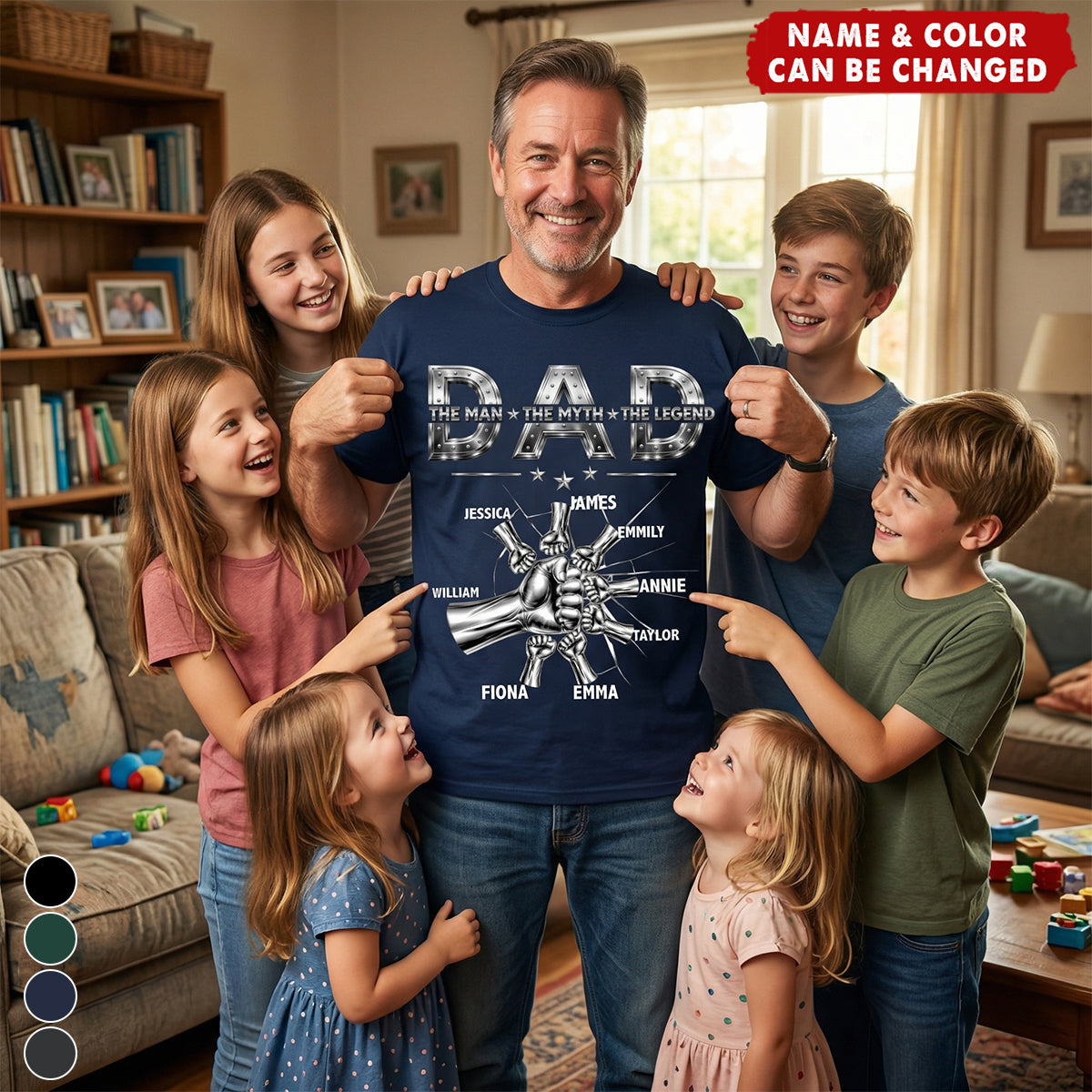 Personalized Dad The Man The Myth The Legend Classic Tee With Custom Names
