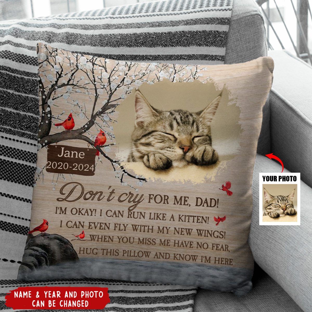 Pet Loss Don't Cry For Me - Personalized Photo Pillow