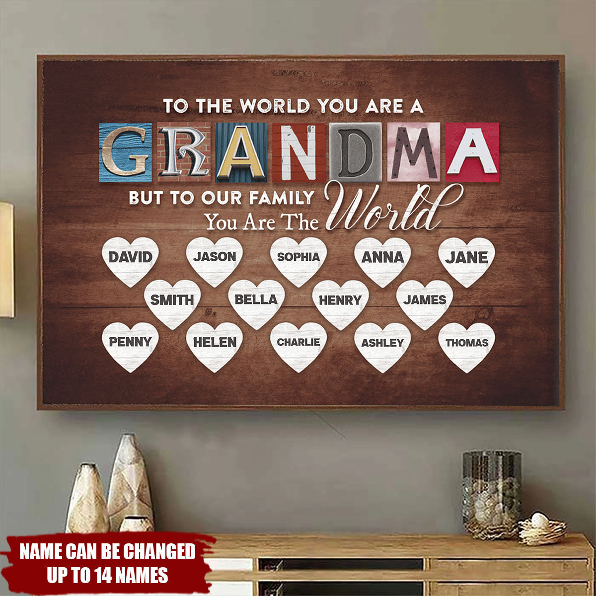 You Are The World Custom Names Poster For Grandma Mom