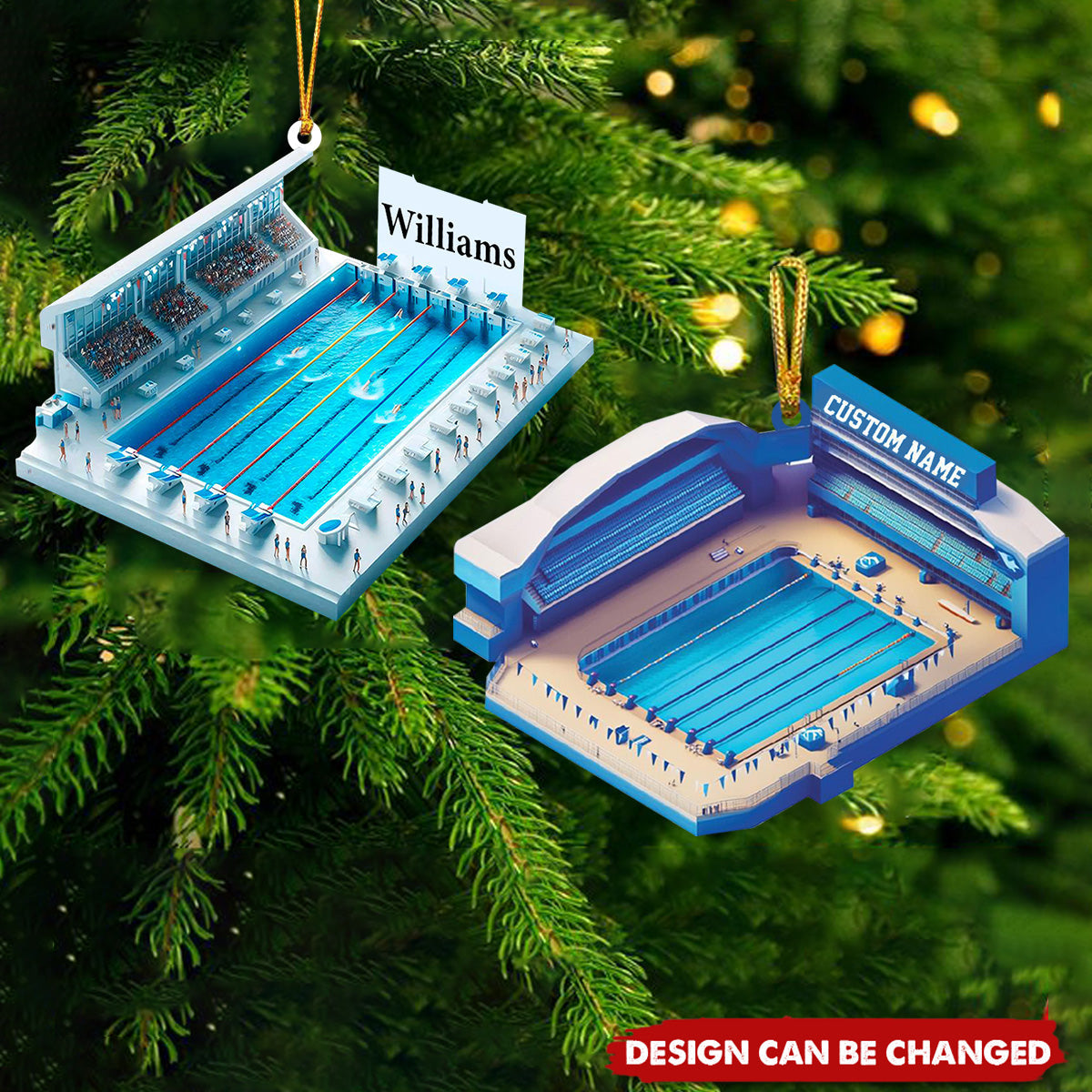 Personalized Swimming Pool Ornament, Christmas Swimmer Ornament