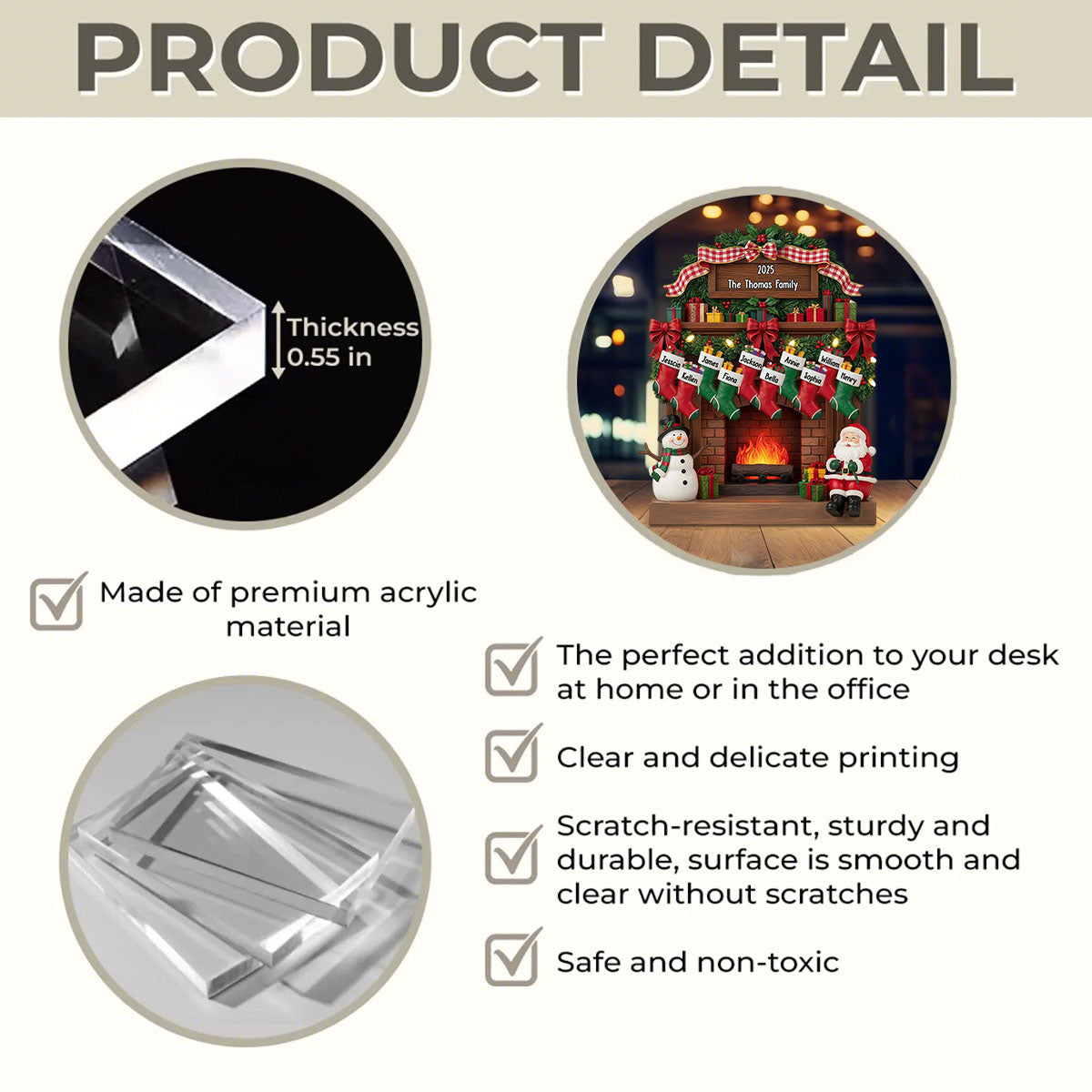 Merry Christmas - Personalized Family Custom Shaped Acrylic Plaque