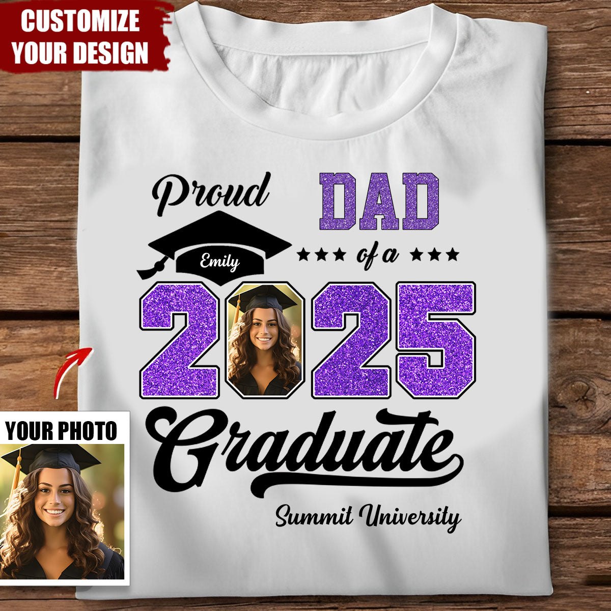 Personalized Graduation 2025 T-Shirt, Proud Family Graduate Photo Class Of 2025