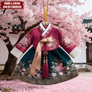 Personalized Korean Hanbok Dress Custom Christmas Acrylic Ornament