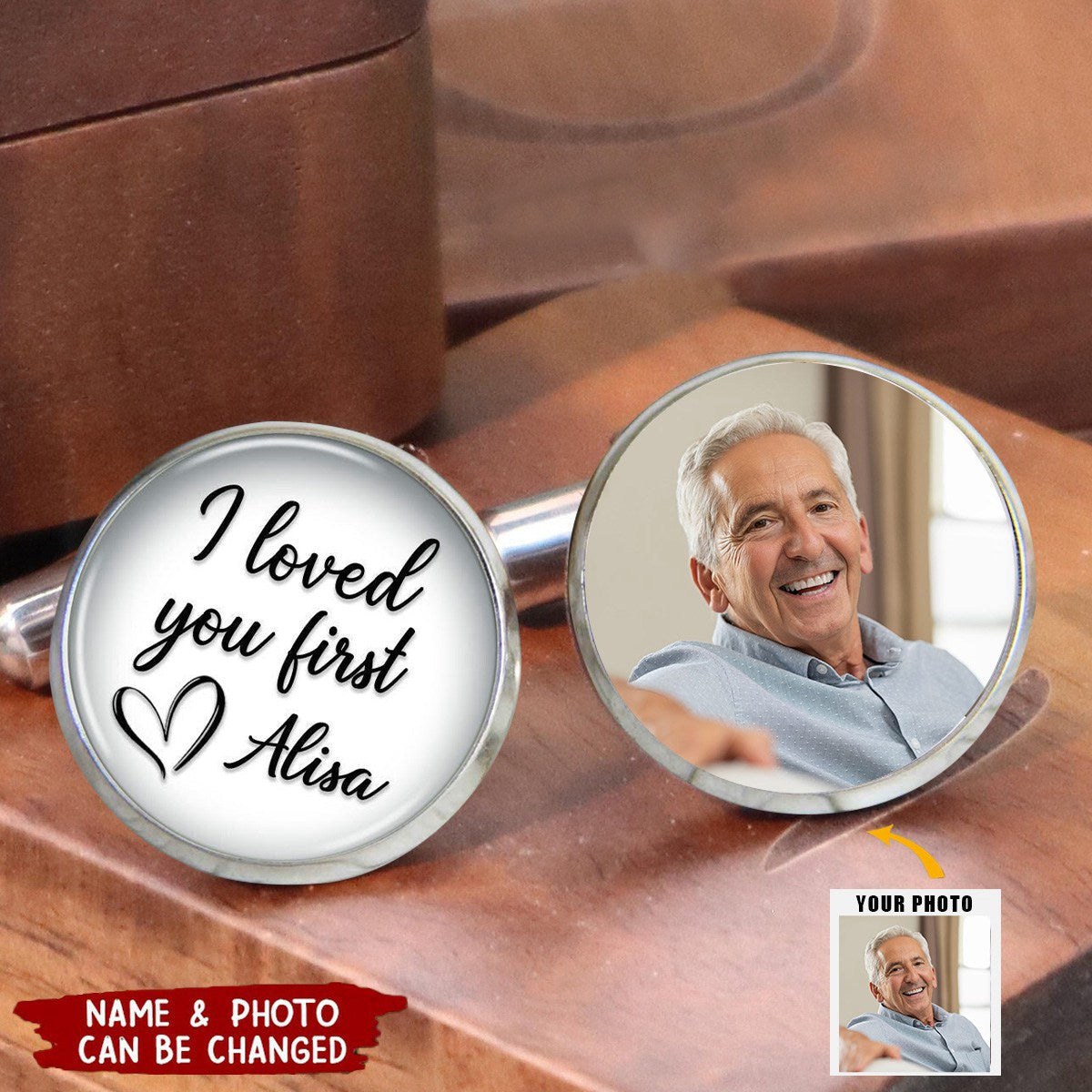 Personalized I Loved You First Father's Day Gift Photo Cufflinks