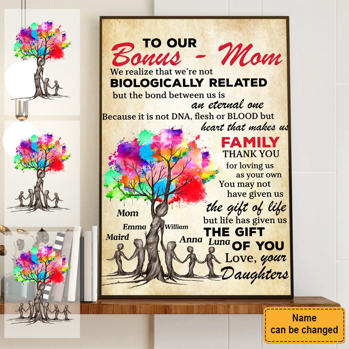 Custom Personalized To My Bonus Mom Vertical Poster - Upto 5 Kids - Mother's Day Gift Idea To Mom - Life Has Given Me The Gift Of You