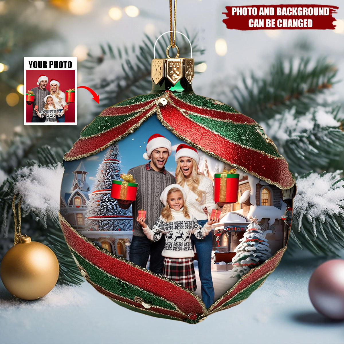 Custom Photo Family Makes Joyful Memories  - Personalized Acrylic Flat Ornament