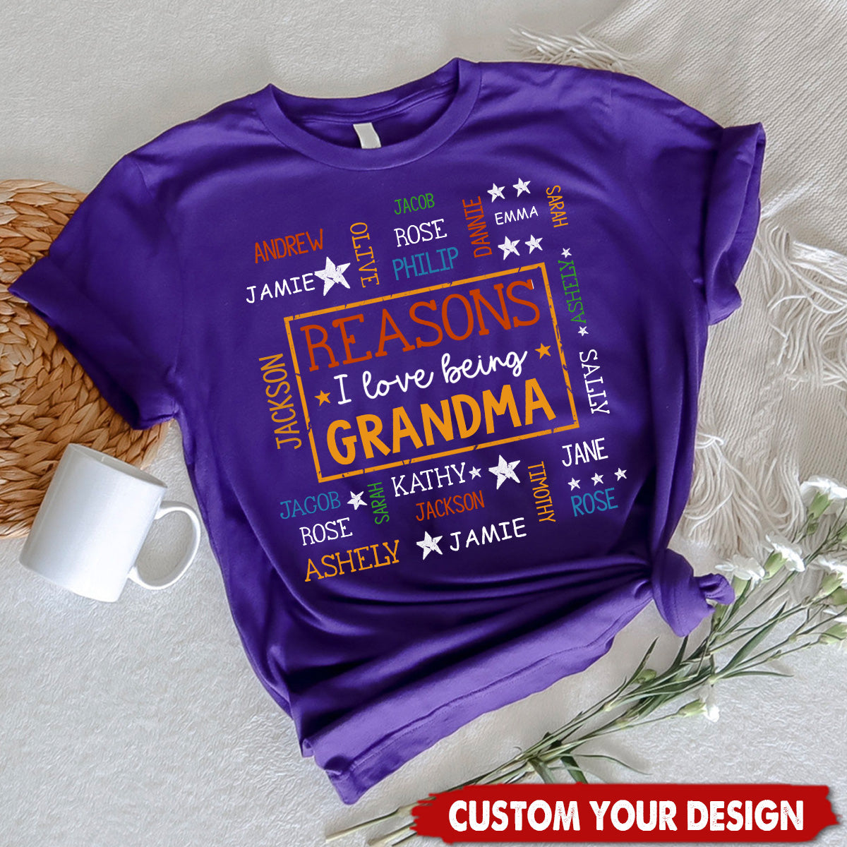 Reasons I Love Being Grandpa Grandma Personalized T-Shirt