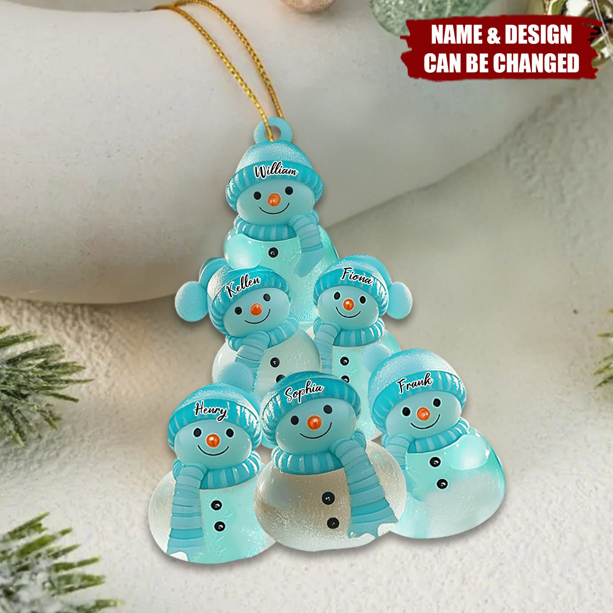 Merry Christmas Snowman Family - Personalized Family Ornament